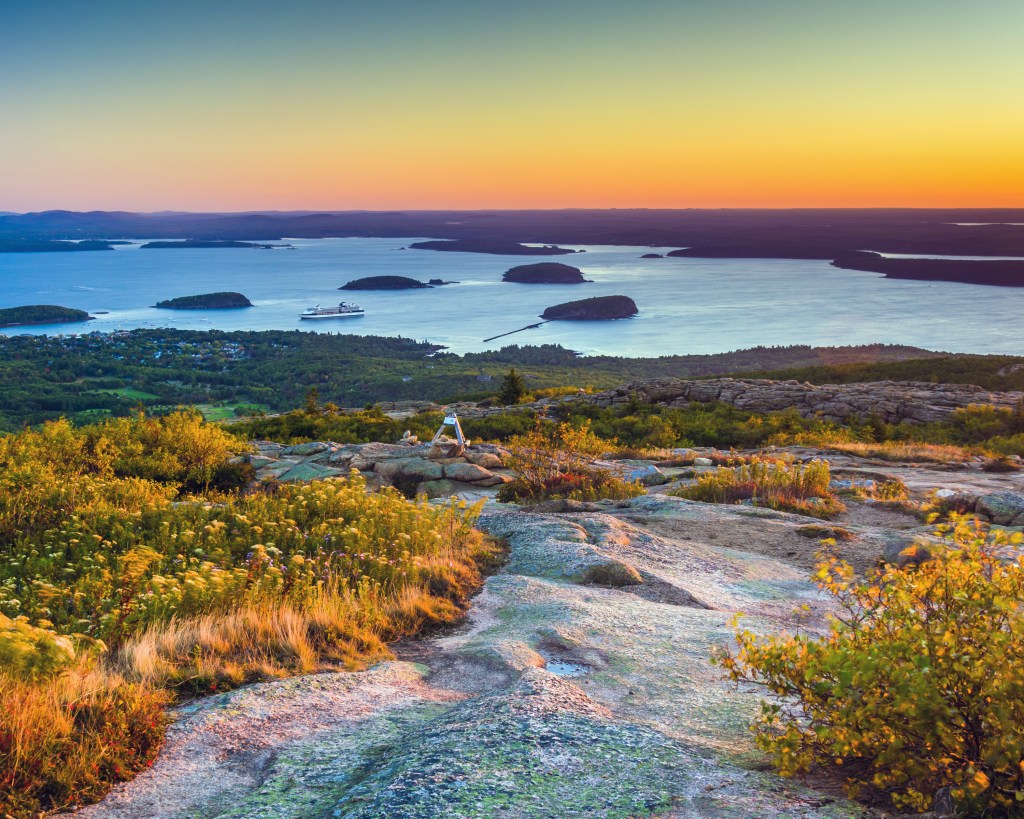 sunrise over cadillac mountain in acadia