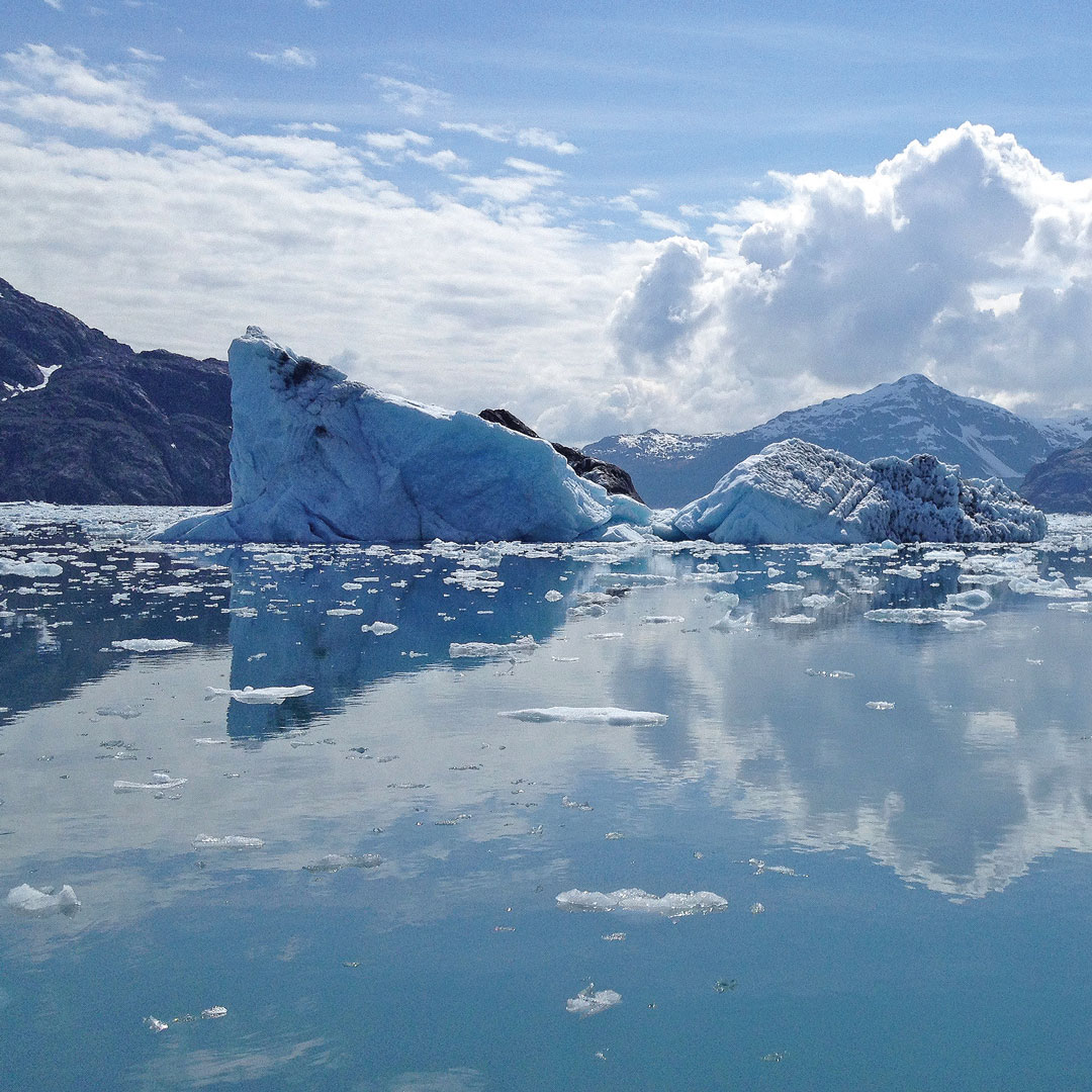 ice chunks in the water in Prince William Sound