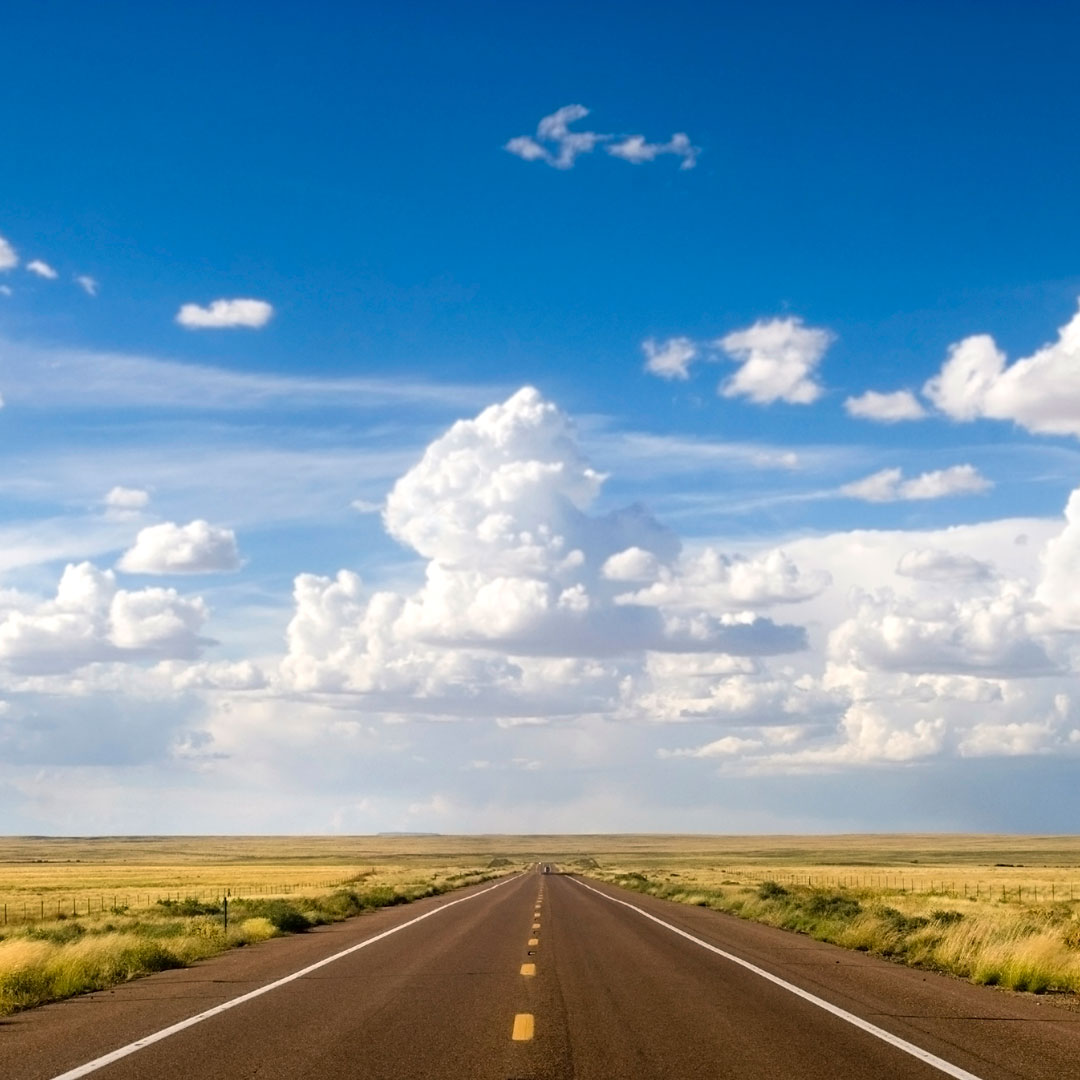 Route 66 highway through the Arizona desert