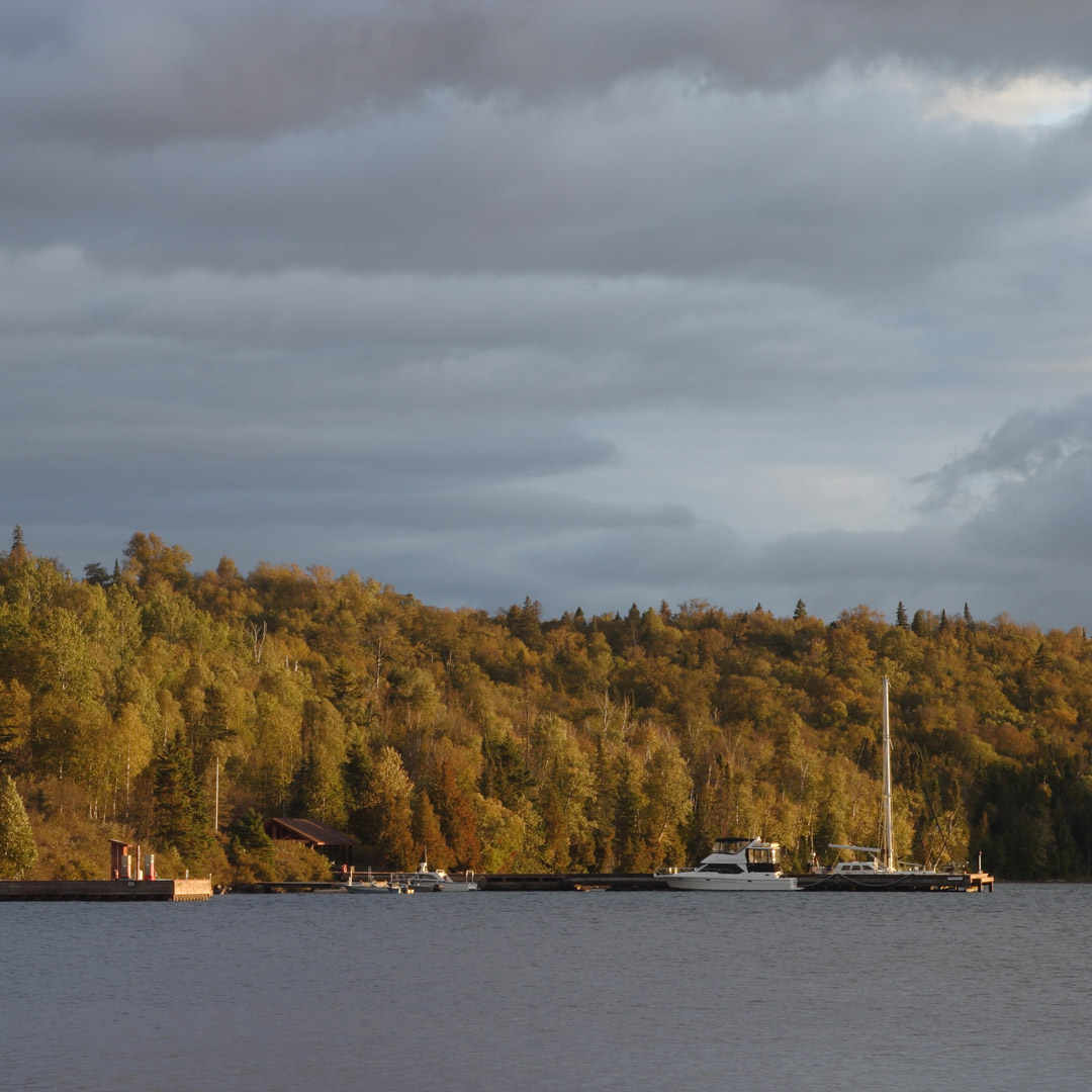 ferries in the harbor of Windigo, Michigan