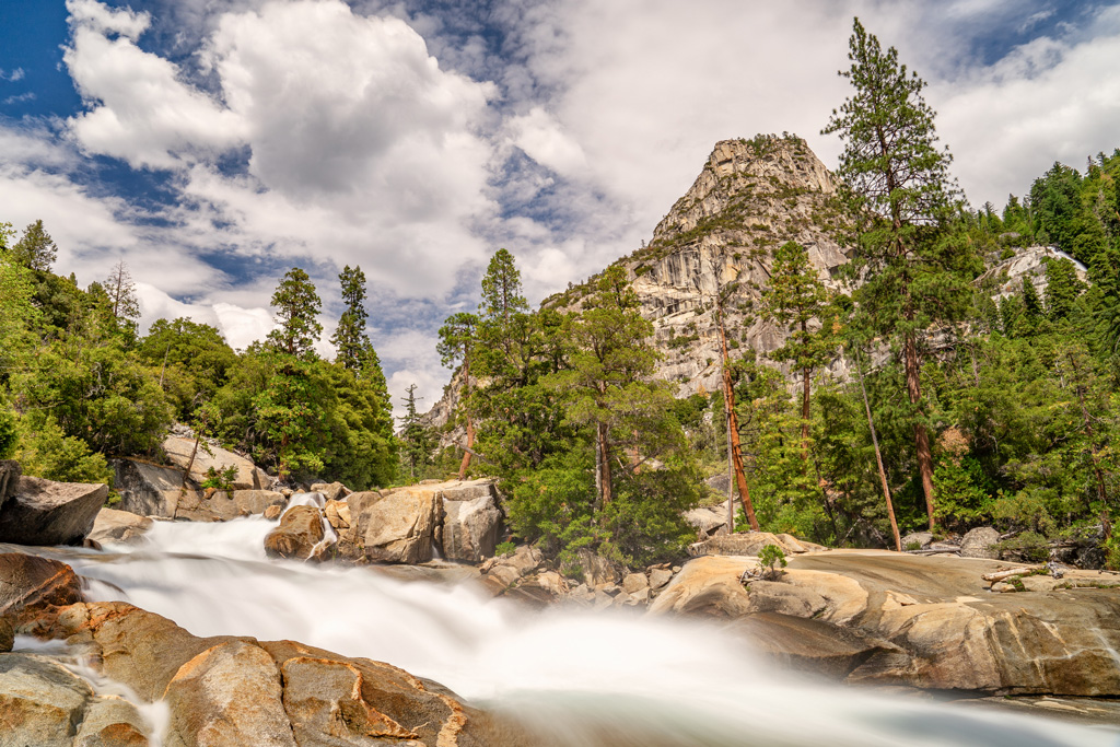 photo of a waterfall flowing down on mist falls kings canyon