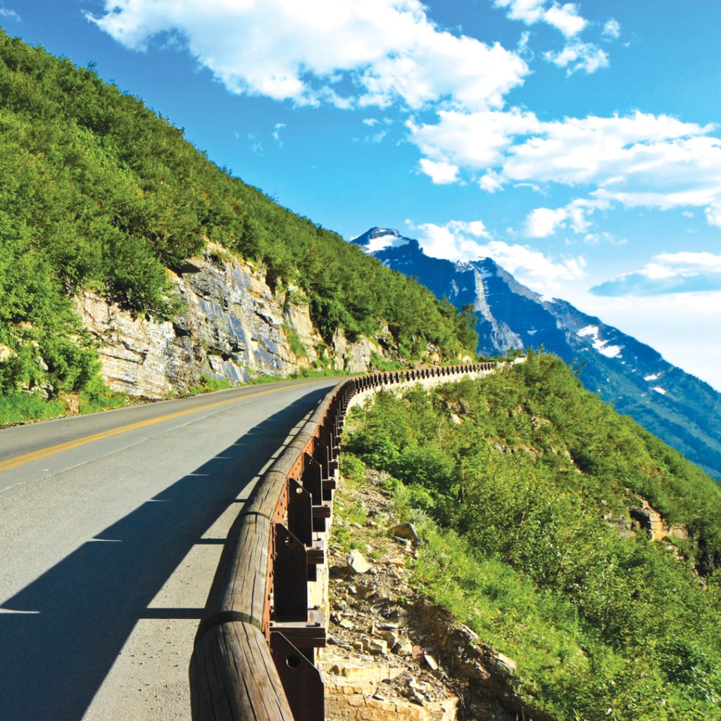 road curving through the mountains in Montana