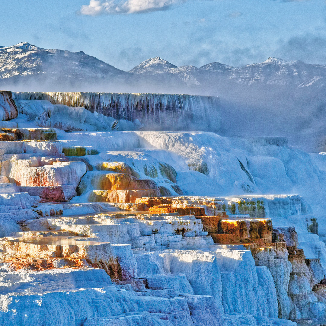 view of steaming terraces at Canary Springs